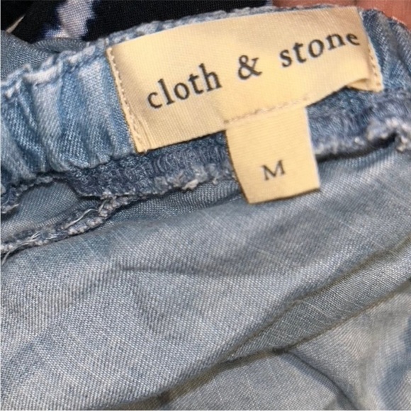 Anthropologie Cloth & Stone Chambray blue distressed-look Sleeveless jum… - Picture 2 of 6